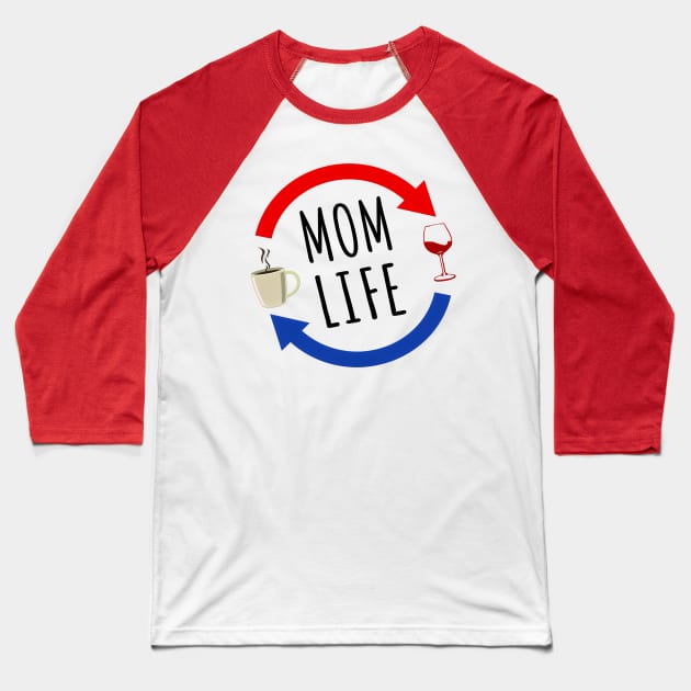 Mom Life From Coffee To Wine And Repeat Baseball T-Shirt by SoCoolDesigns